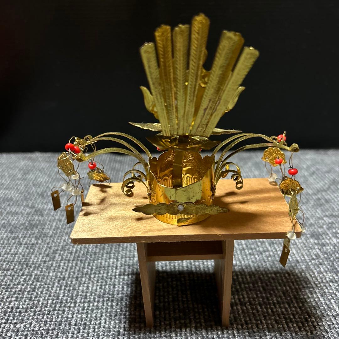 最終値下げ　8点セット 雛人形小道具　天冠飾り　お姫様冠　雛人形天冠　台座付き