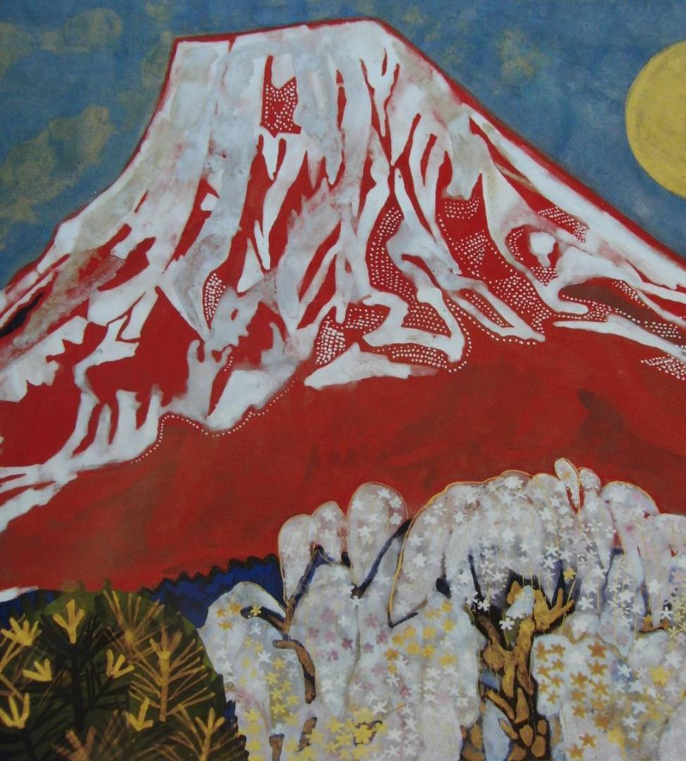 片岡 球子、【富士】、大判、超希少画集・額装画、状態良好