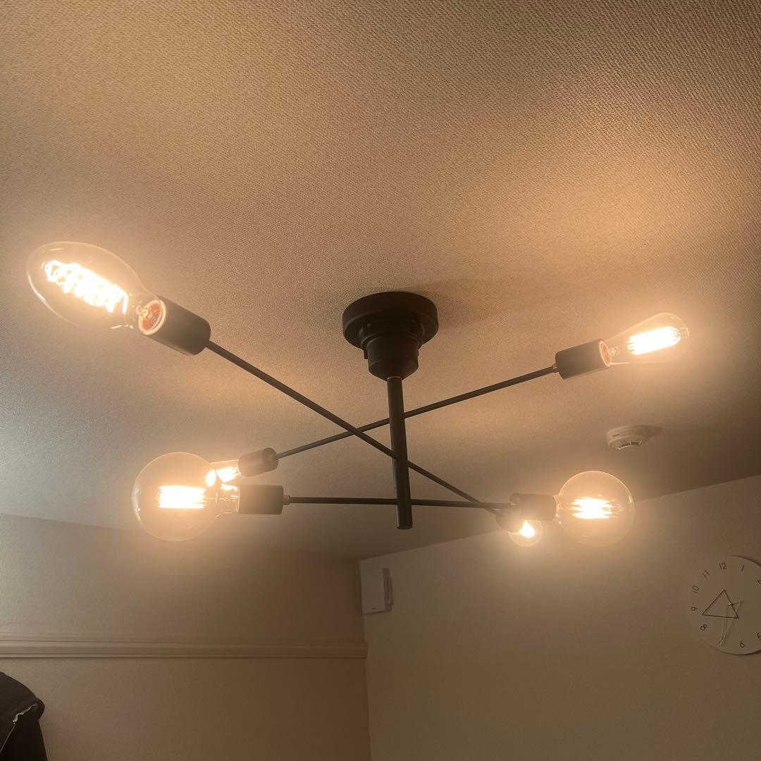 クロス型 6灯シーリングライト ブラック