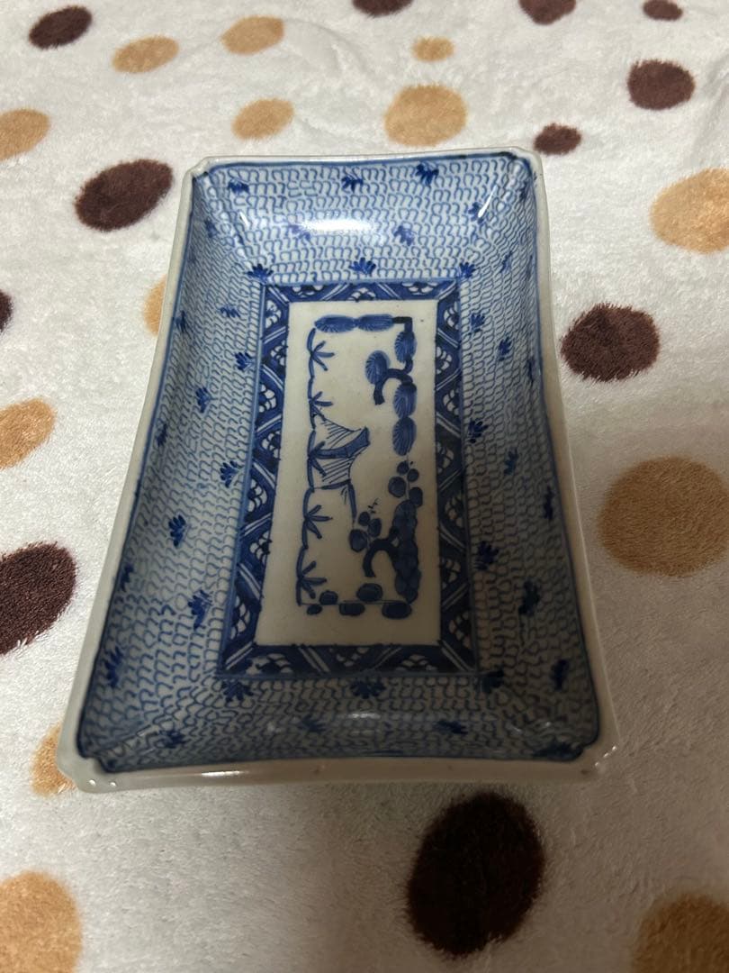 古伊万里　微塵唐草文　長皿　 大明成化年製