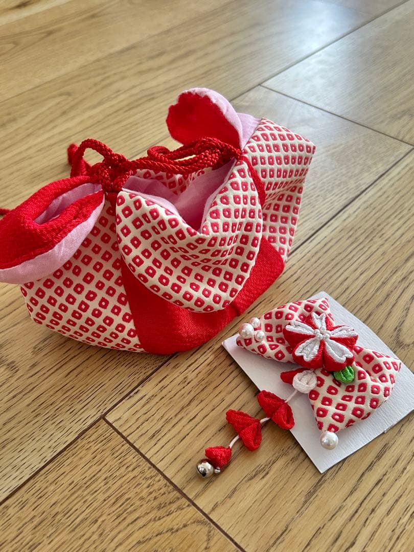 ラン様　花夢二　七五三3歳被布セット赤　日本製