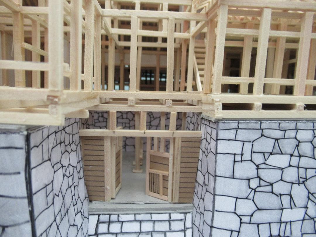 自作品】熊本城構造模型（その2） 縮尺約1／75 高さ約45cm