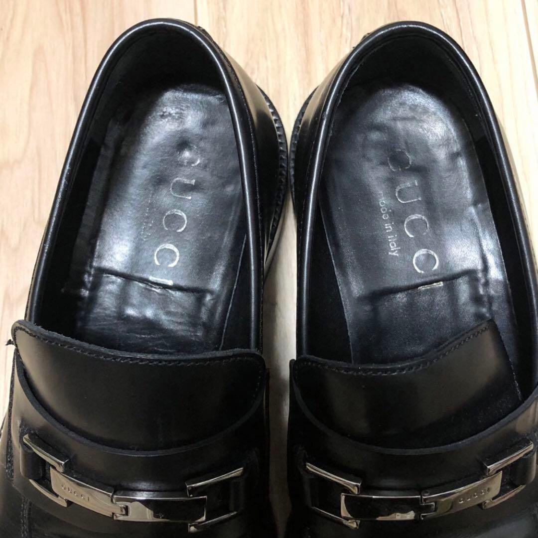 GUCCI ビットローファー プレートロゴ　革靴　レザー　ビジネスシューズ