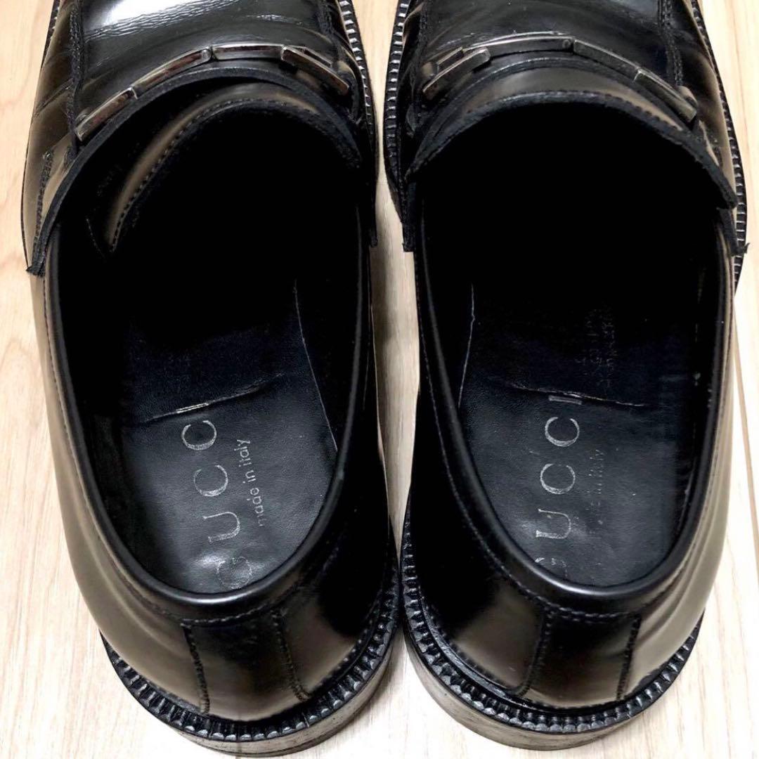 GUCCI ビットローファー プレートロゴ　革靴　レザー　ビジネスシューズ