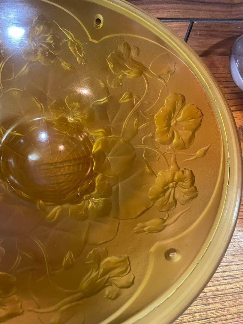 アールデコ フロストガラス 吊り下げライトのガラス② アンバー