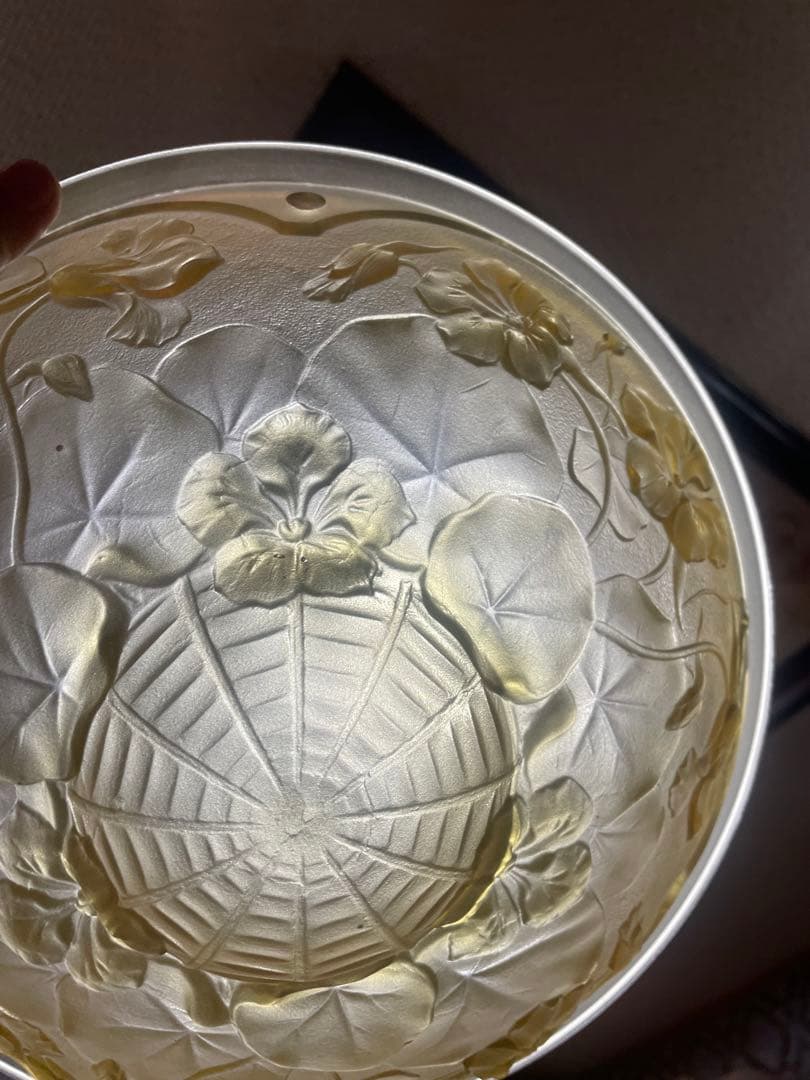 アールデコ フロストガラス 吊り下げライトのガラス② アンバー