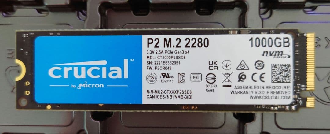 正常100% Crucial P2 M.2 2280 1000GB SSD Crucial P2 M.2 2280 1TB PCIe Internal SSD NVMe Solid State Drive