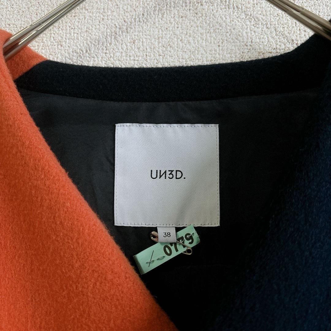 完売品＊UN3D. アンスリード バイカラー アシンメトリー コート ノーカラー