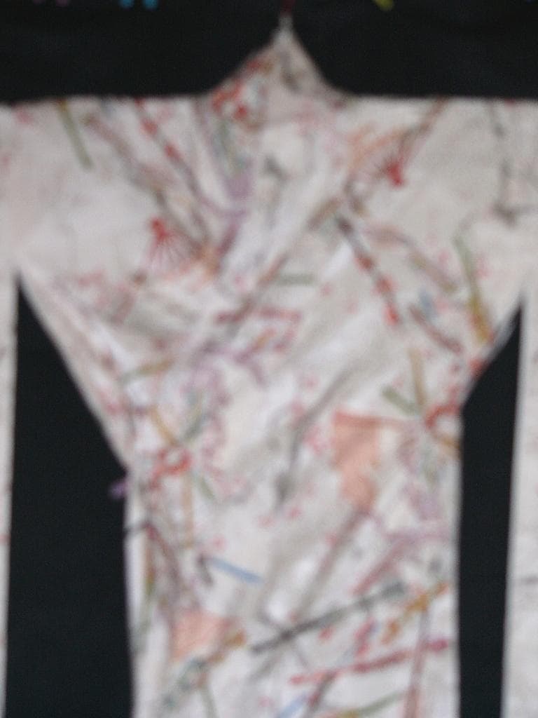 白地扇面元禄梅華柄 絹 身丈約163㎝強裄約67㎝弱未使用超美品並激安 6