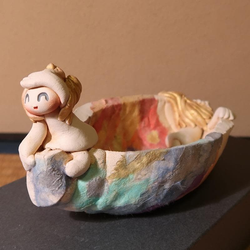 清水人形－16（舟遊び）髙橋千鶴子女史作