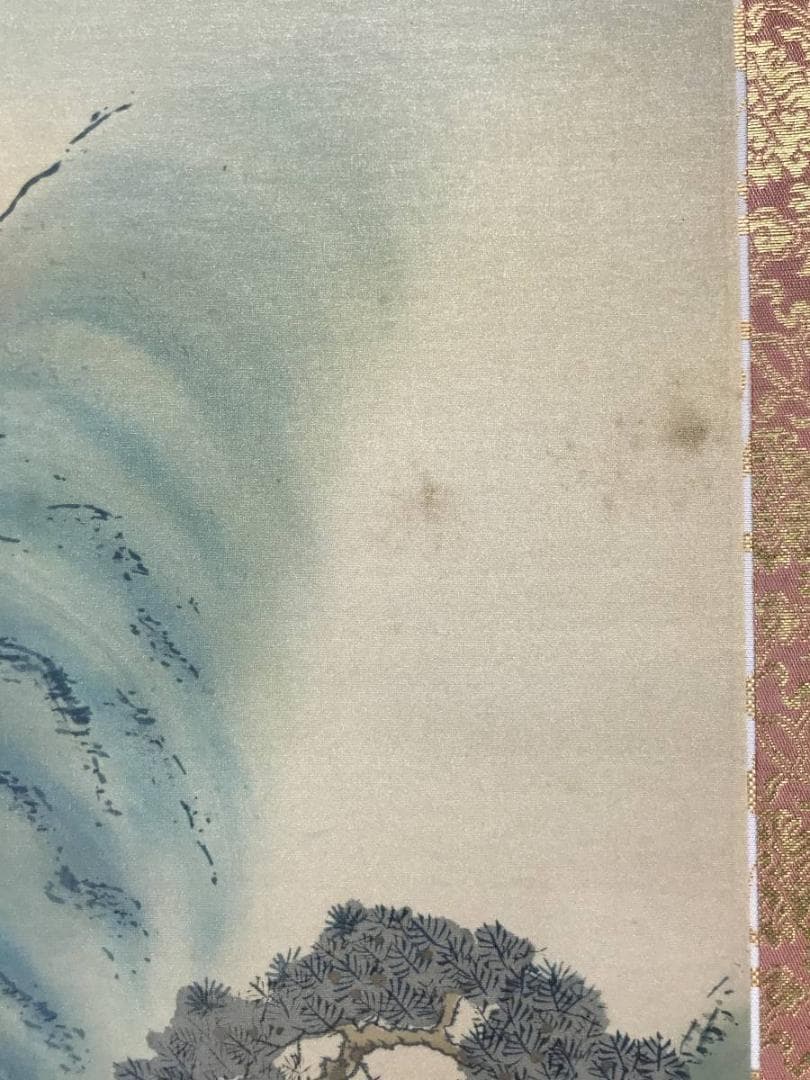 【真作】國井幸雪/蓬莱山図/山水図/祝事山水図/掛軸/名家伝来/AB-960