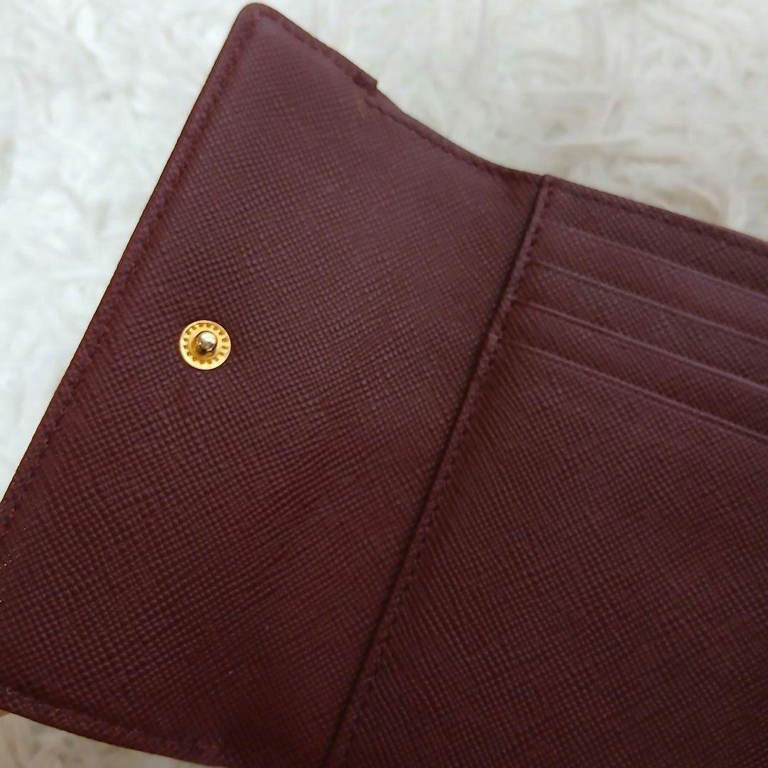 【美品】【BURBERRY】ノバチェック　３つ折り財布　ベージュ　ボルドー