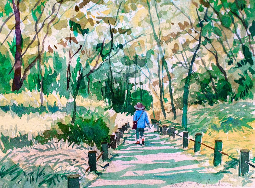 水彩画「小網代の森」