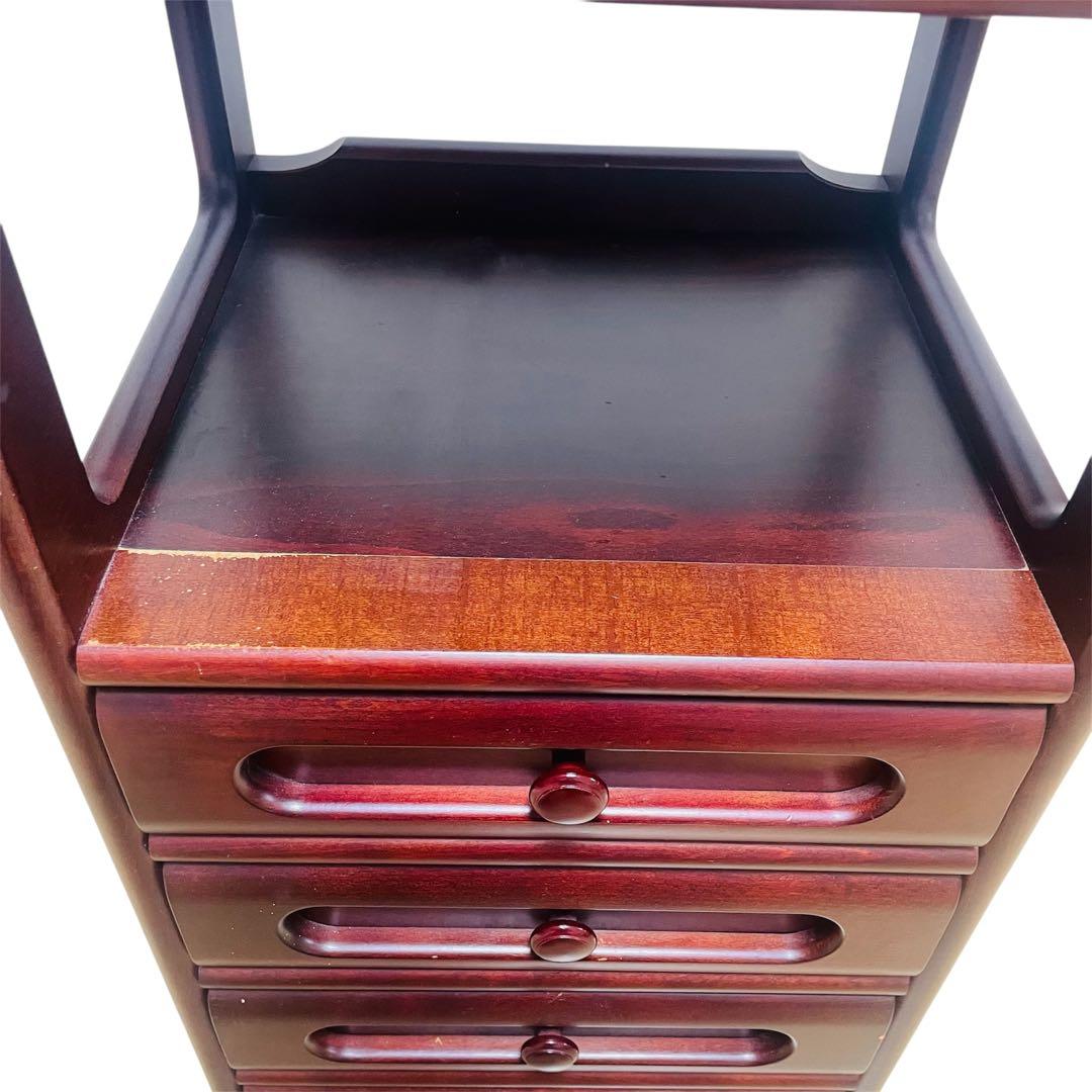 Karimoku カリモク 電話台 引き出し 4段 木製 昭和レトロ カリモク