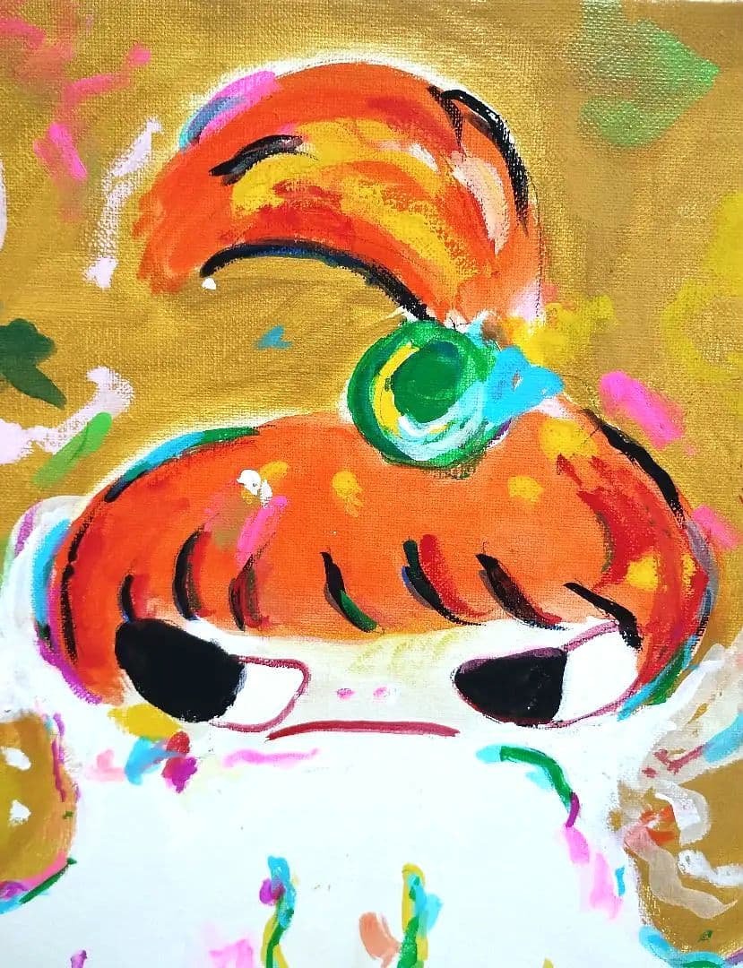 F8号］ロッカクアヤコ 肉筆保証/手描き作品/表裏サイン有/油絵