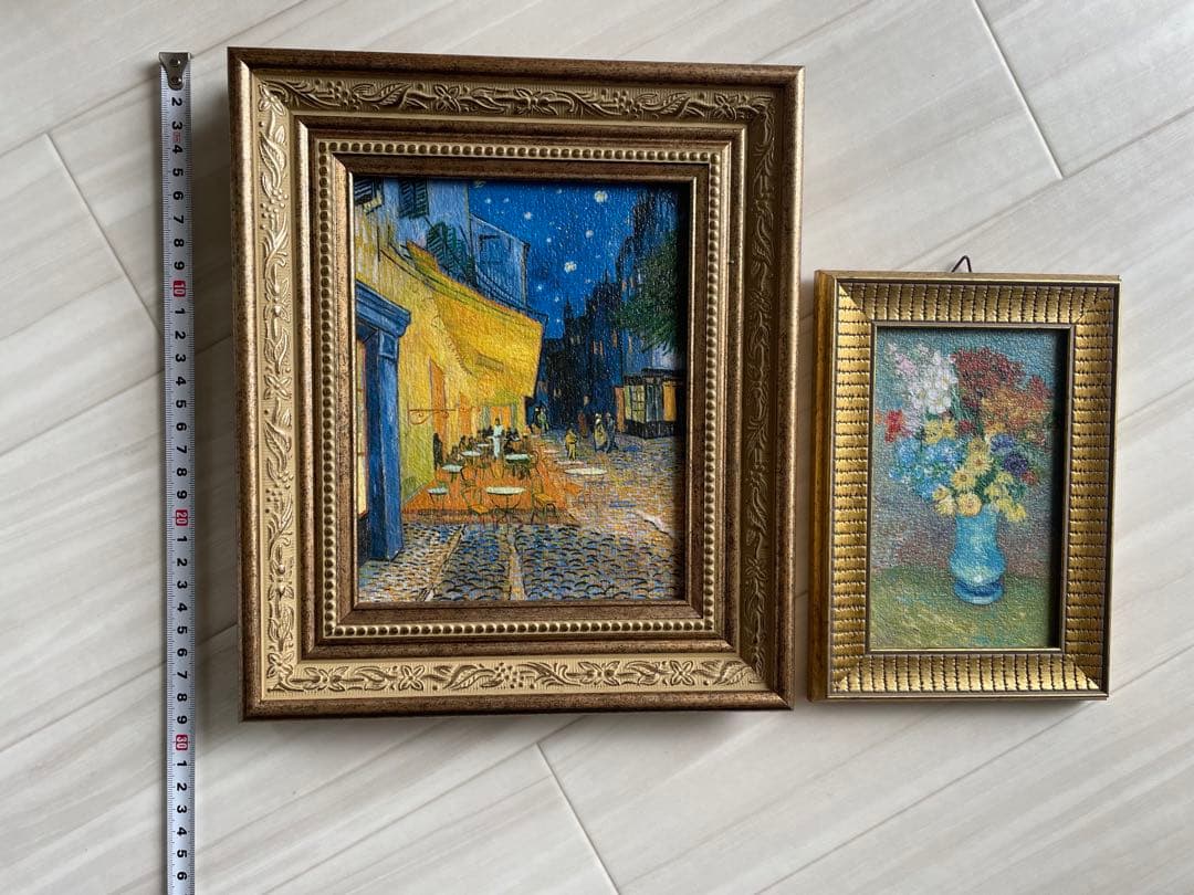 ゴッホ展 複製絵画 2個セット 夜のカフェテラス 青い花瓶の花