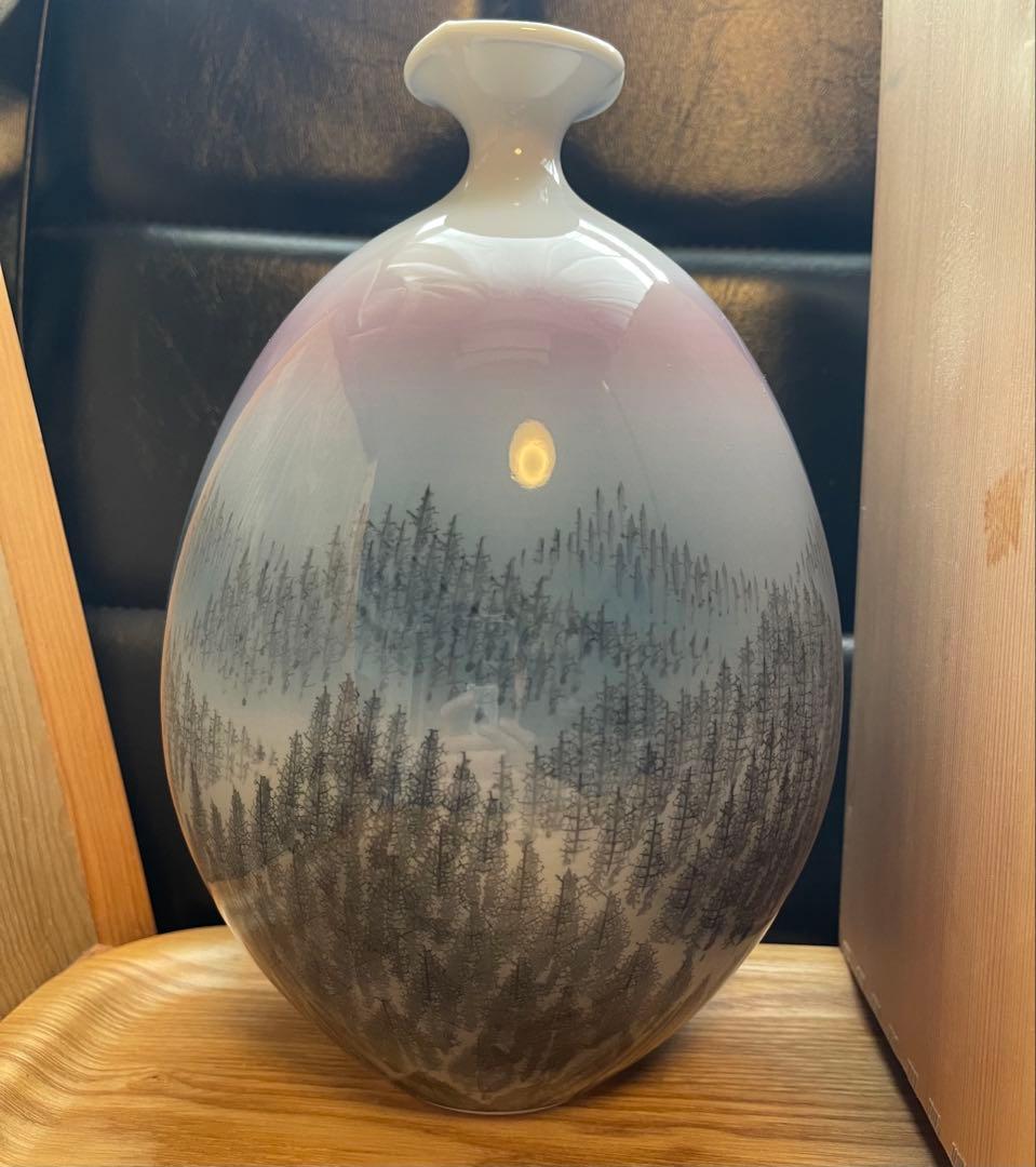 日展作家　伝統工芸作家　藤井朱明 作　「朝日」 花瓶　花入　壺　共箱あり