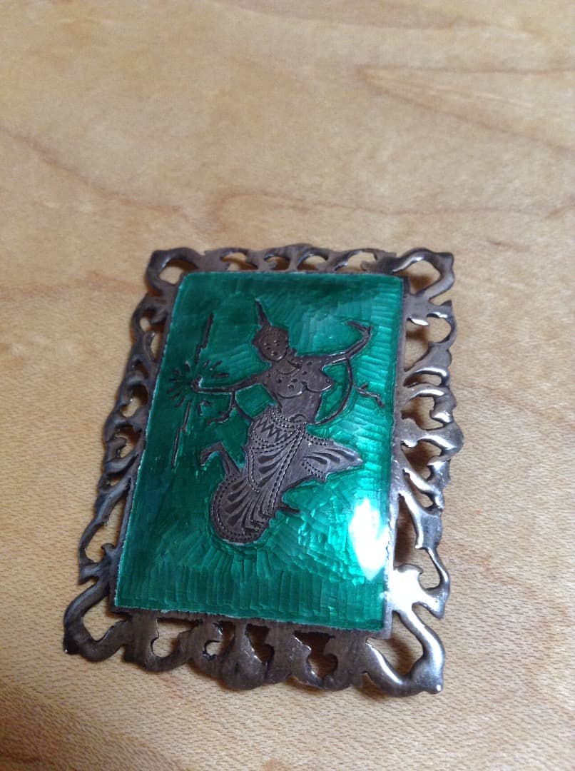 【アンティーク】七宝ブローチ アンティークシルバー使用