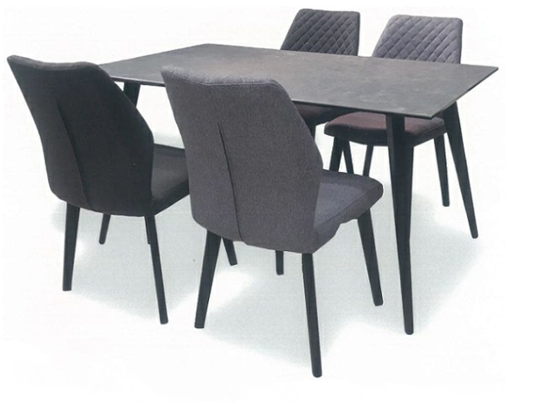 ダイニングテーブル ダークグレー セラミック 4人掛け 幅120cm 石目調