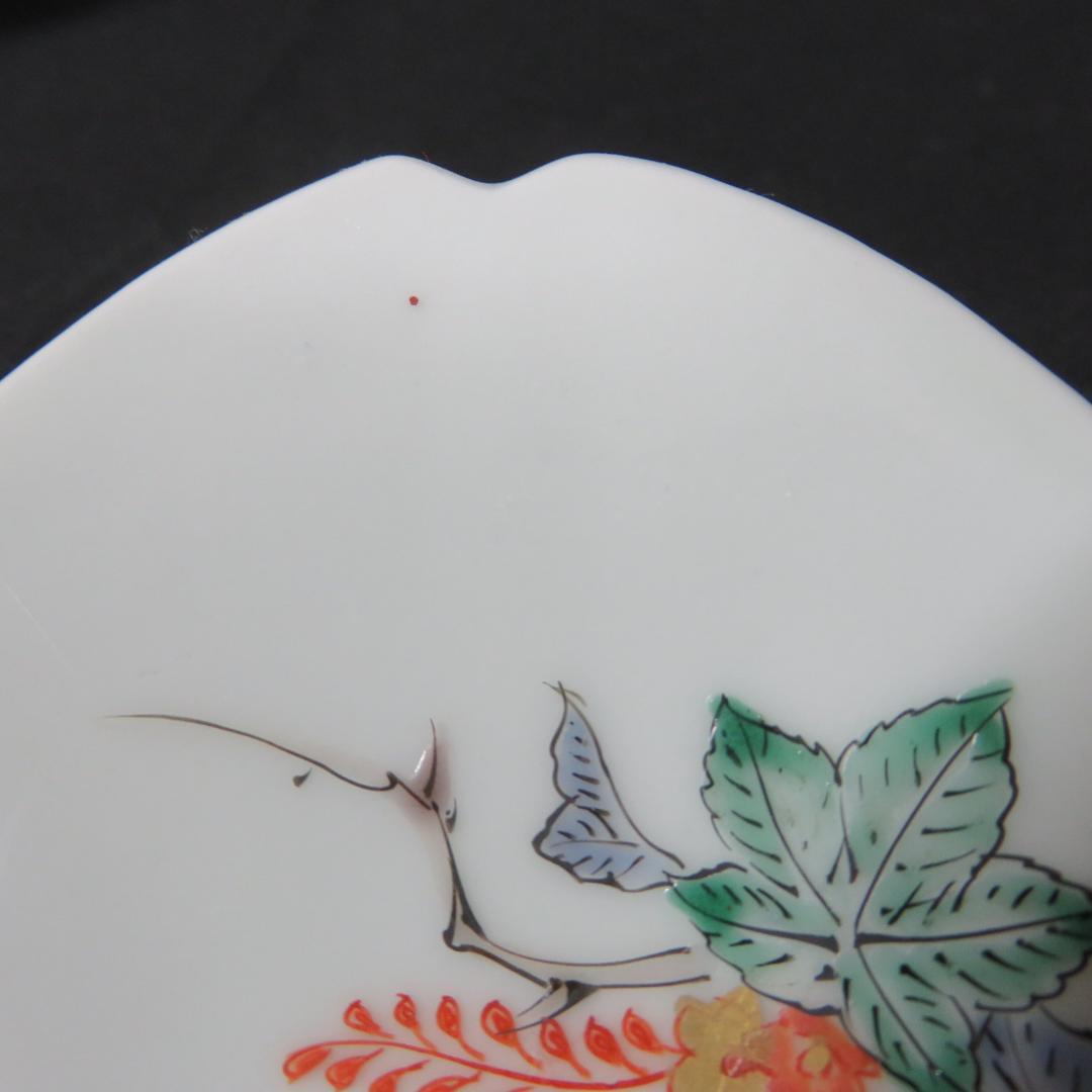 錦桐鳳凰五寸皿 鳳凰皿 輪花型 変形皿 色絵付 古伊万里 明治 共箱 21枚