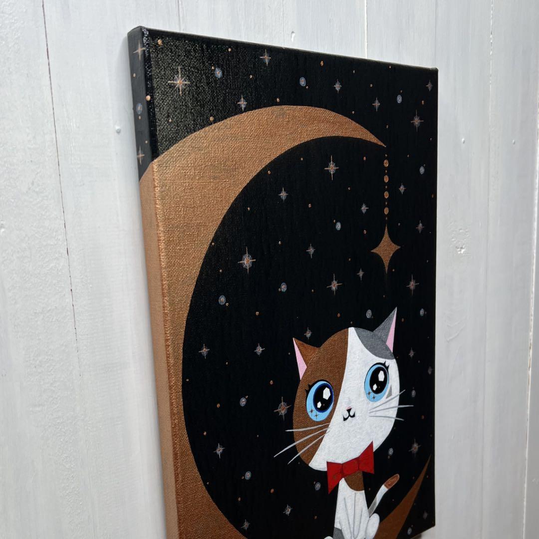 月夜のおとぎ話」｜絵画 原画 抽象画 動物画 猫の絵 イラスト ドローイング