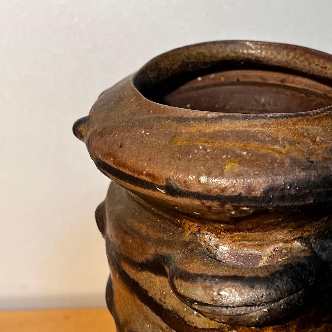 備前窯変耳付花入 備前焼 人間国宝 花器 花生け 花瓶 名工 古備前