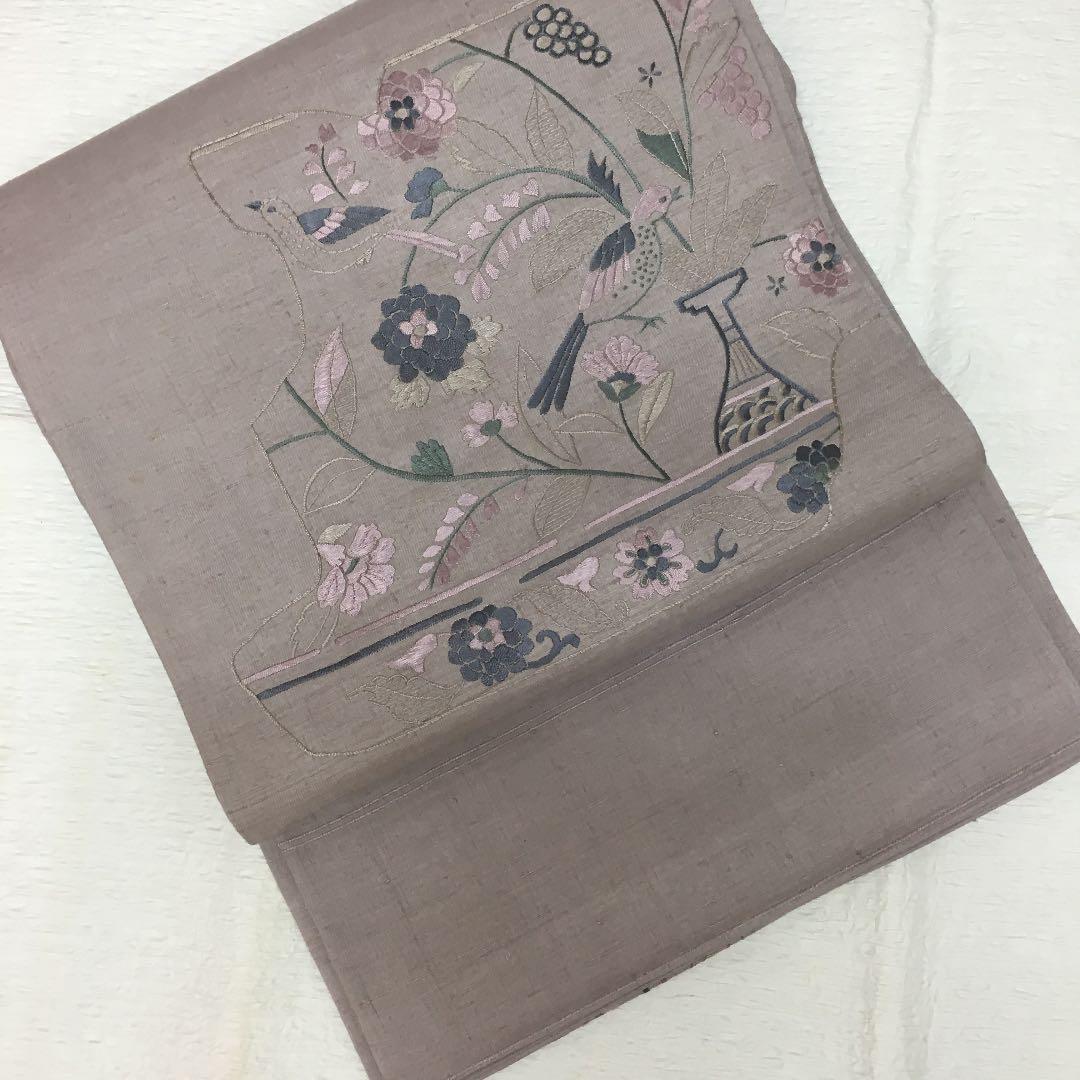 7453□色紙文正絹袋帯松尾芭蕉奥の細道未使用