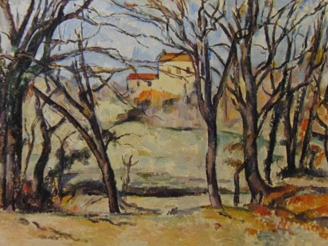 ポール・セザンヌ、【木と家】、希少な画集画より、新品高級額・額装付