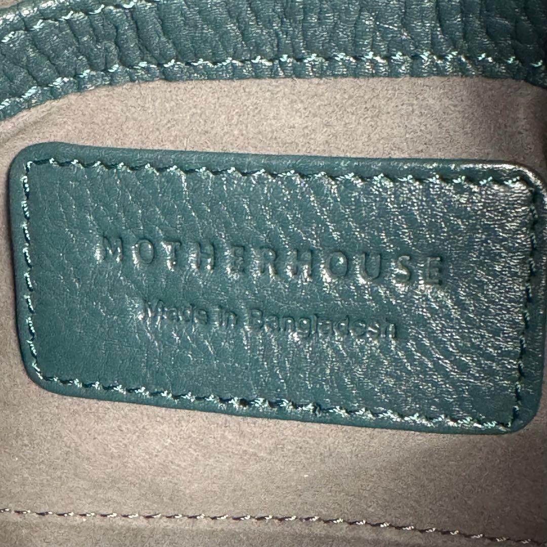 ✨極美品✨マザーハウス リニア ショルダーバッグ ロゴ レザー レディース 深緑