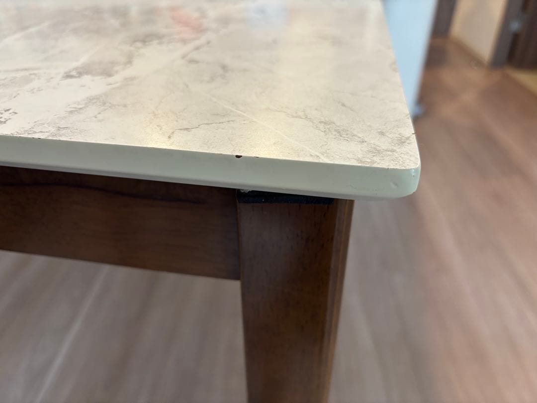 大理石柄ダイニングテーブル　拡張式