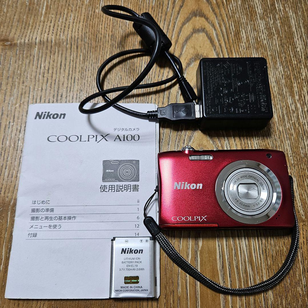Nikon COOLPIX A100 レッド 動作確認済み バッテリー充電器付 Nikon