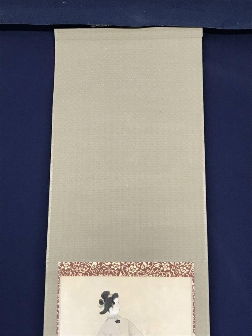 【真作】島田廣明/美人画/住吉如慶の門人/美人図/掛軸/名家伝来/AC-368