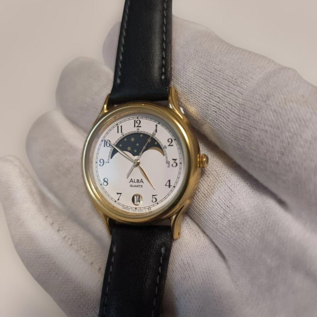 希少！セイコー　ALBA ムーンフェイズ　ベルト&電池交換済み！美品！