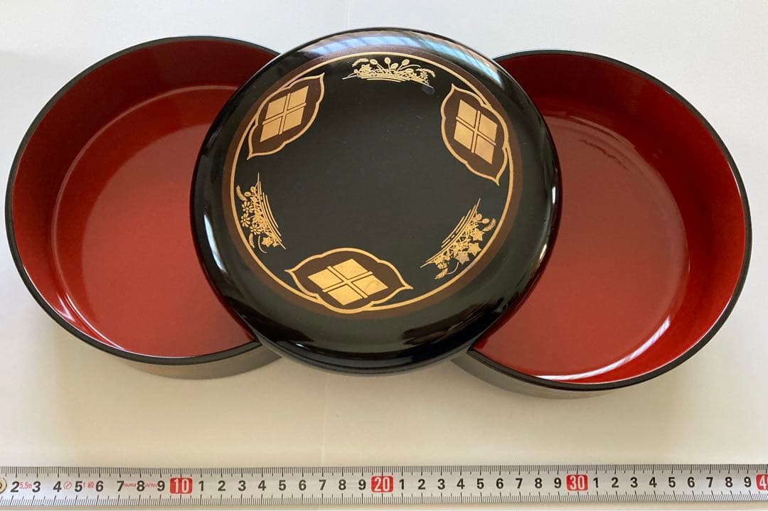 【お値下げ】　【新品】秀衡塗り／黒塗秀衡秋草／重箱／漆芸／漆塗り／民芸／伝統工芸