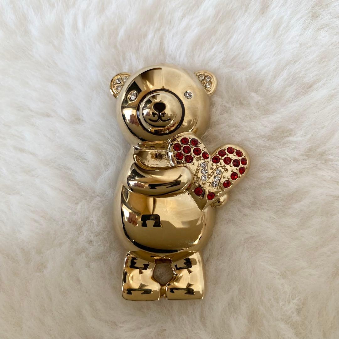 美品】Max Mara メタル アニマルブローチ テディベア ゴールド ハート