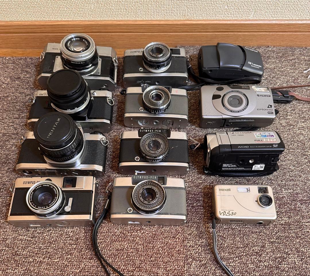 OLYMPUS MAXELL PANASONicフィルムカメラ ジャンク　まとめ OLYMPUS MAXELL PANASONicフィルムカメラ ジャンク まとめ