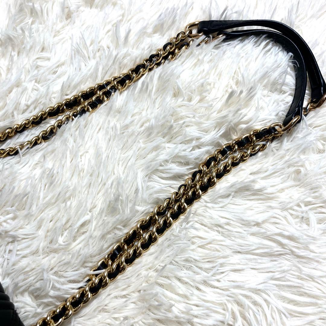 【良品】トリーバーチ＊キルティング ゴールドチェーン レザーブラック