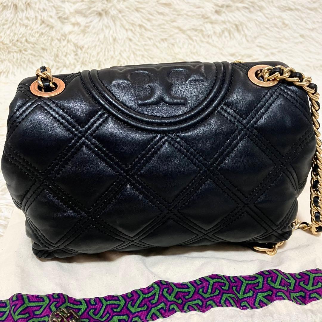 【良品】トリーバーチ＊キルティング ゴールドチェーン レザーブラック