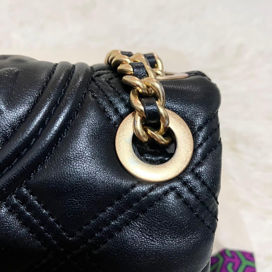 【良品】トリーバーチ＊キルティング ゴールドチェーン レザーブラック