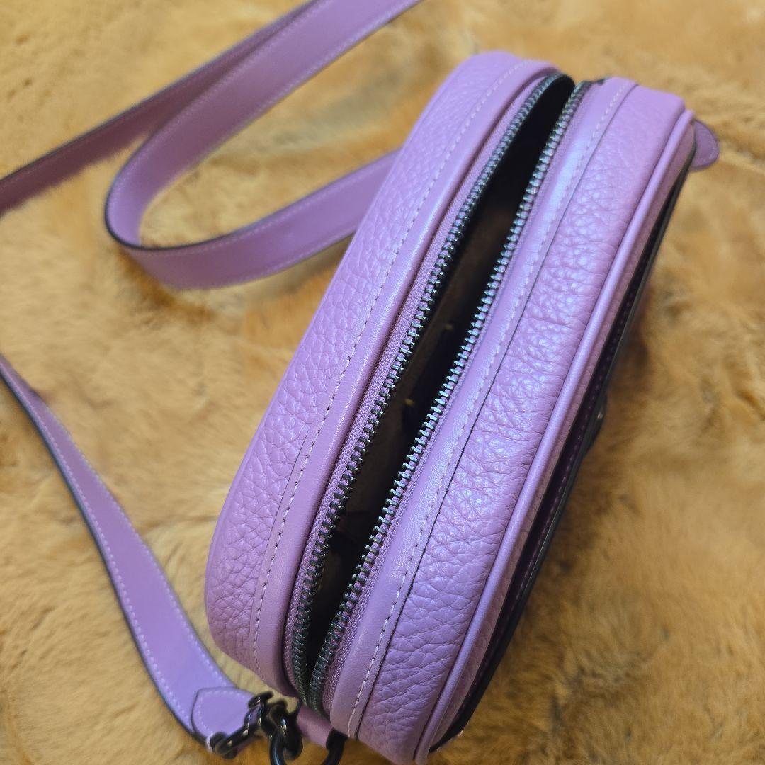 COACH パープルレザーショルダーバッグ