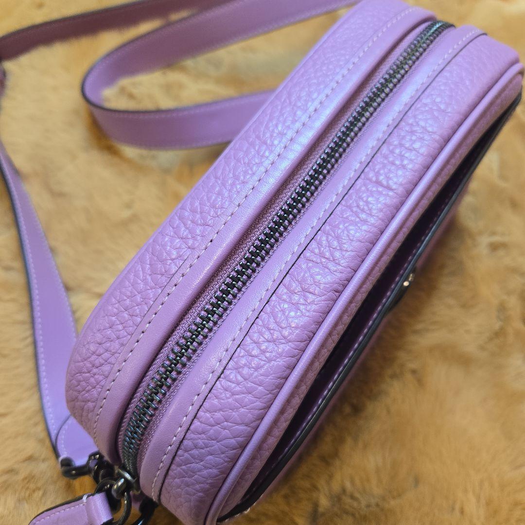 COACH パープルレザーショルダーバッグ