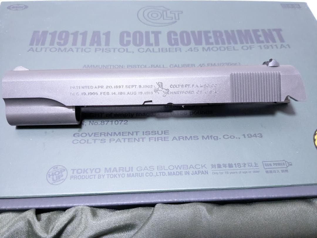 新品 東京マルイ 純正 コルト ガバメント M1911A1 スライド ガスガン