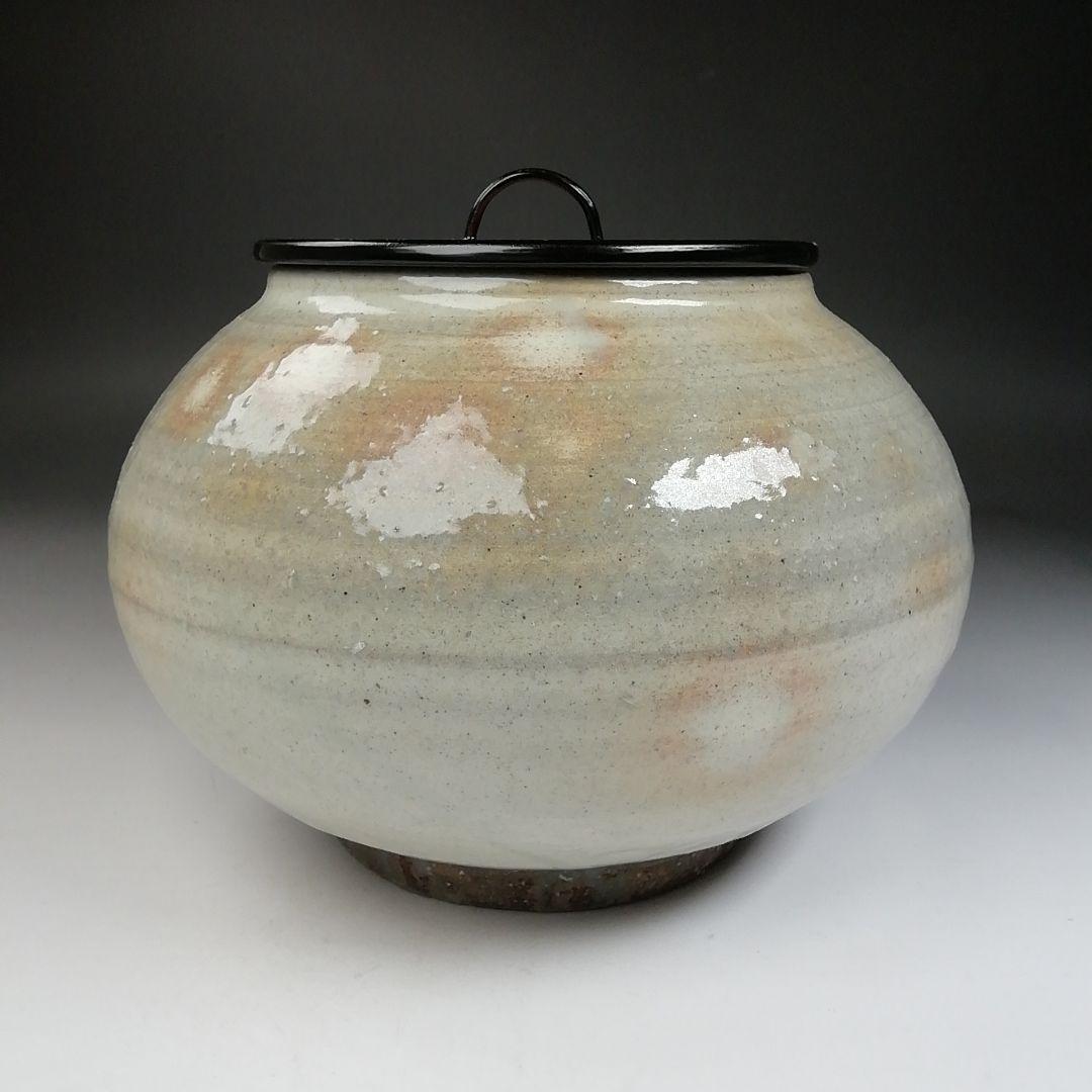 T843 水指 『粉引水指』『奥村考山 造』 共箱 茶道具