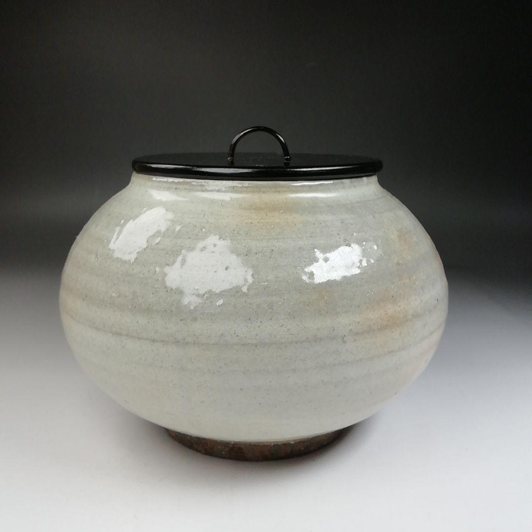 T843 水指 『粉引水指』『奥村考山 造』 共箱 茶道具