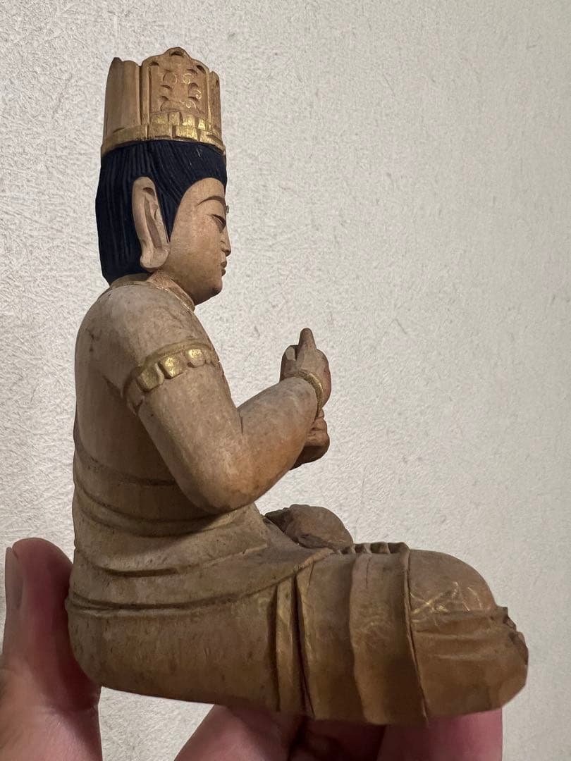 金剛界 大日如来坐像 念持仏 木彫 彩色 截金 仏像 仏教美術 骨董