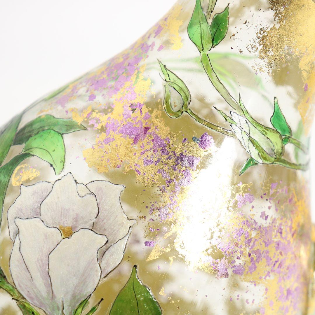 寺田正作 伽羅須装飾画 澂 ガラス トルコキキョウ 在銘 共箱 V517