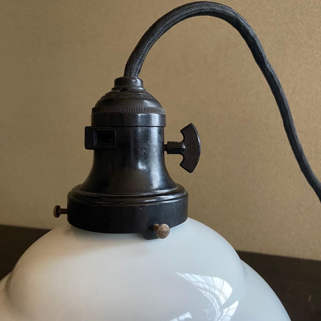 アンティーク照明 電笠 花柄絵付 磁器シェード ペンダントライト