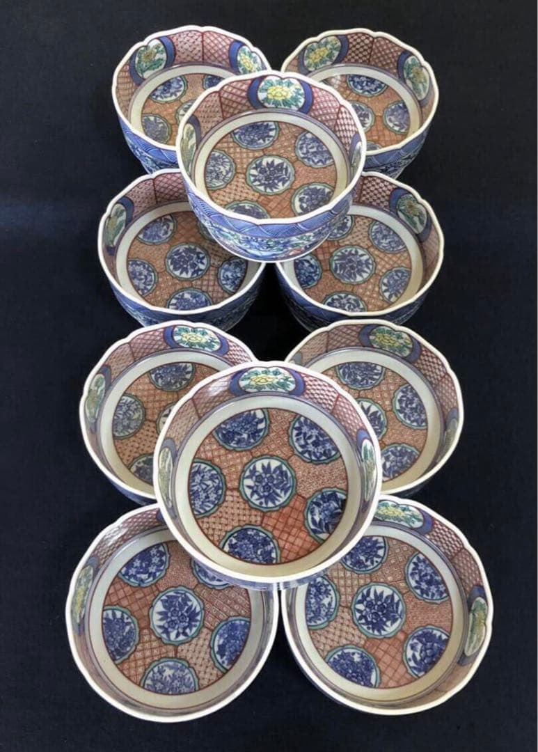 古伊万里文】古伊万里の伝統 有田古伊万里文 染錦四方花絵牡丹見込文