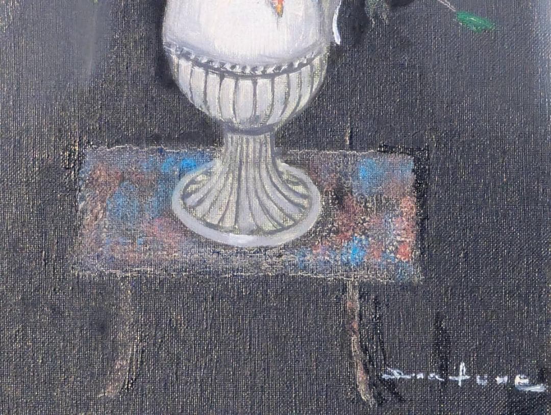 【真作】絵画　荒船利雄　油彩SM　ばら　優雅な佇まいの油彩作品　Y69