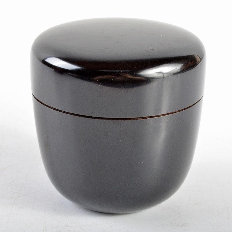 茶道具　塗師　川瀬表完作　黒中棗　仕覆付　淡々斎極め箱　M　R4879